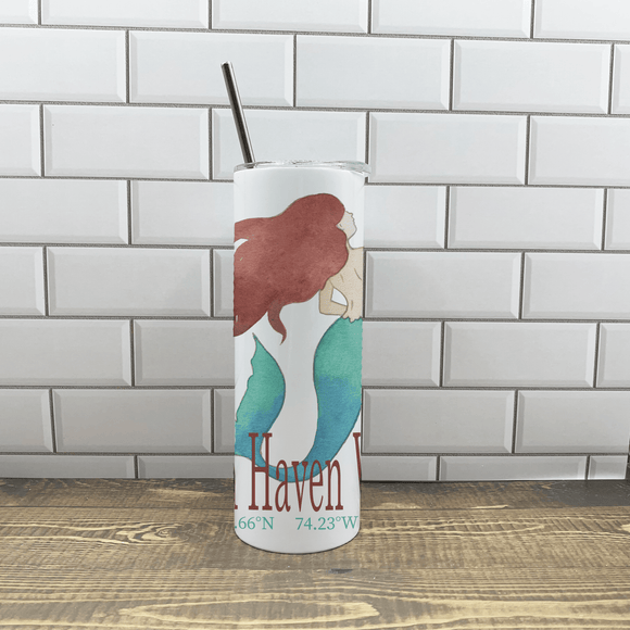 Mermaid 20oz Tumbler - Customize it with your town Insulated Mug/Tumbler Blue Poppy Designs Art Only  