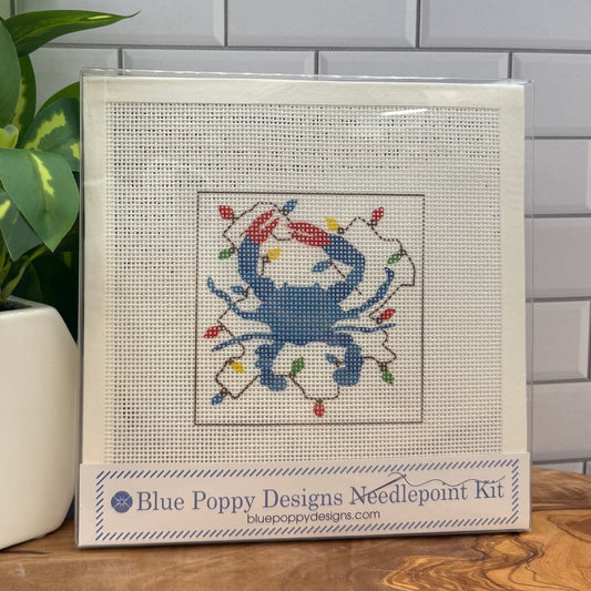 Christmas Crab Needlepoint Design Needlepoint Kit Blue Poppy Designs