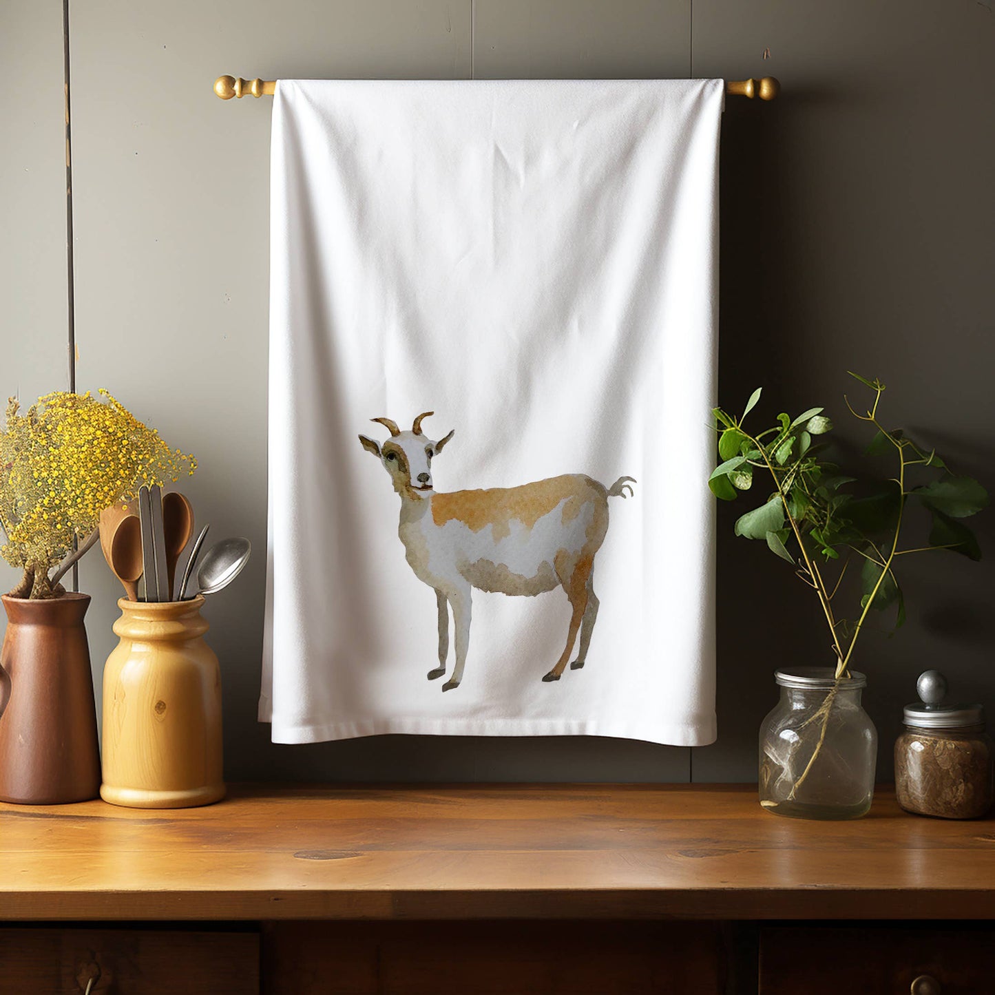 Goat Kitchen Towel Tea Towel Blue Poppy Designs