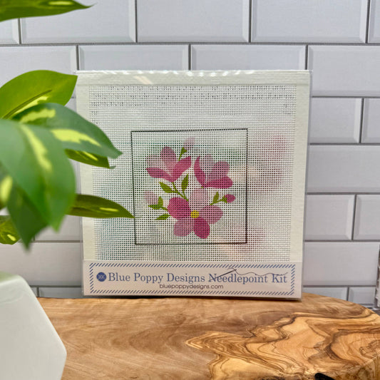 Pink Flowers Needlepoint Design Needlepoint Kit Blue Poppy Designs