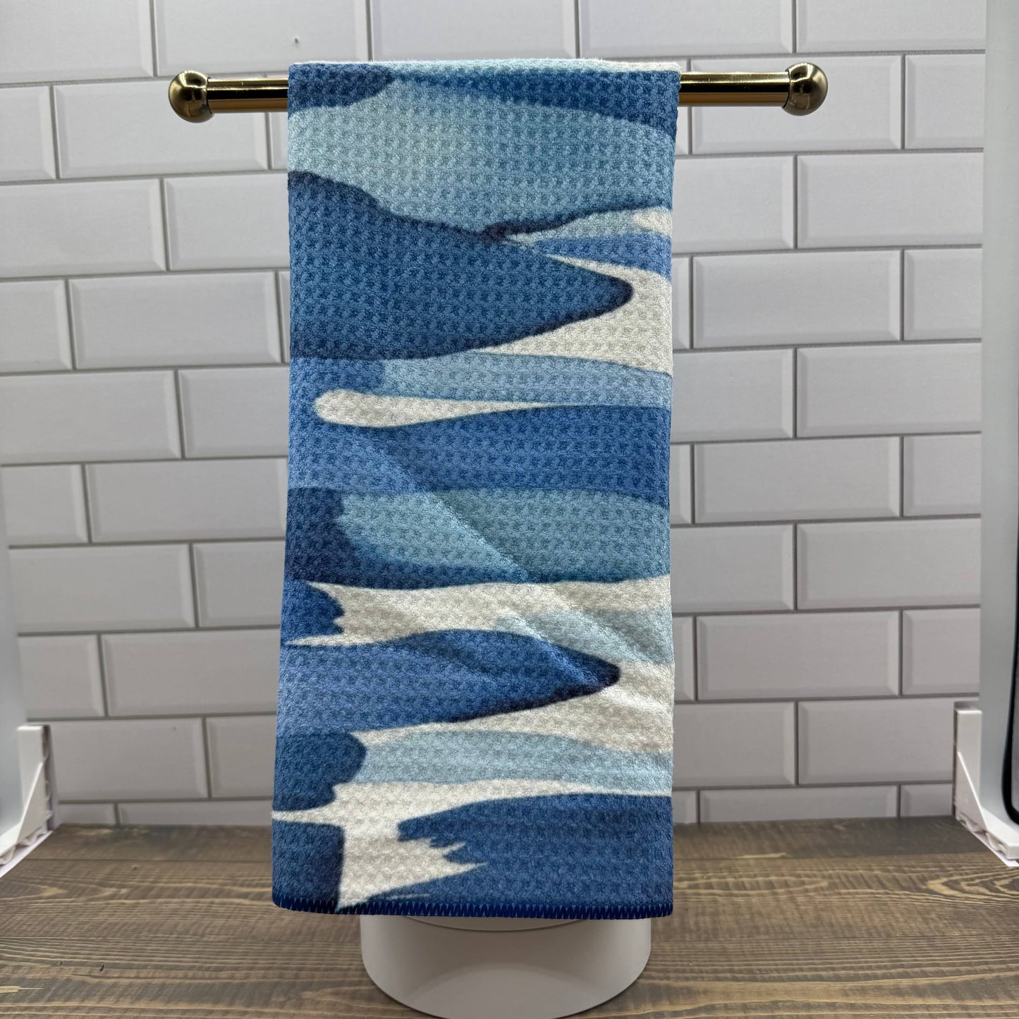 Blue Brushstrokes Waffle Kitchen Towel Tea Towel Blue Poppy Designs