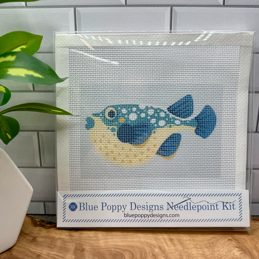 Pufferfish Needlepoint Design Needlepoint Kit Blue Poppy Designs