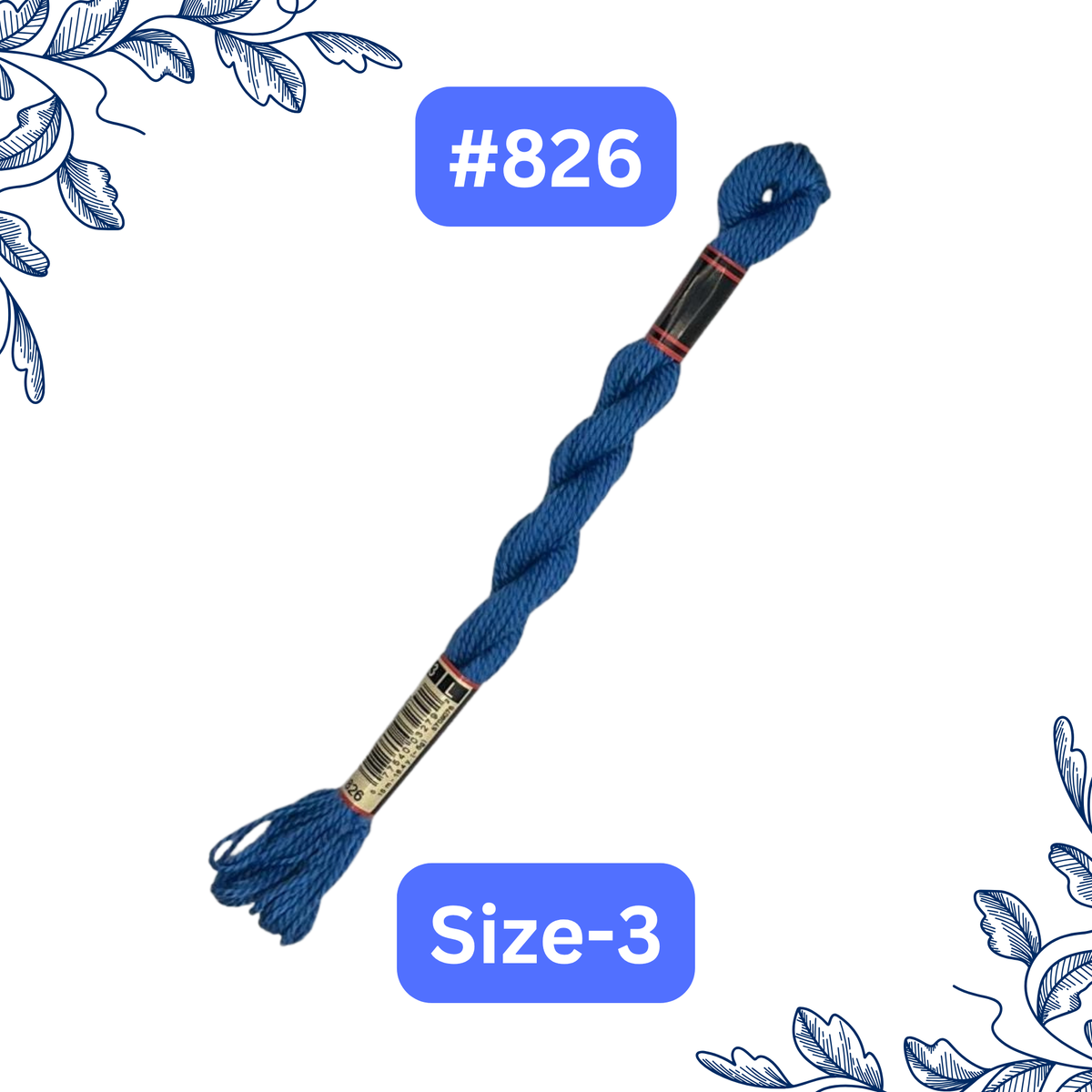 Size-3 DMC Pearl Cotton Thread #826 Thread Blue Poppy Designs
