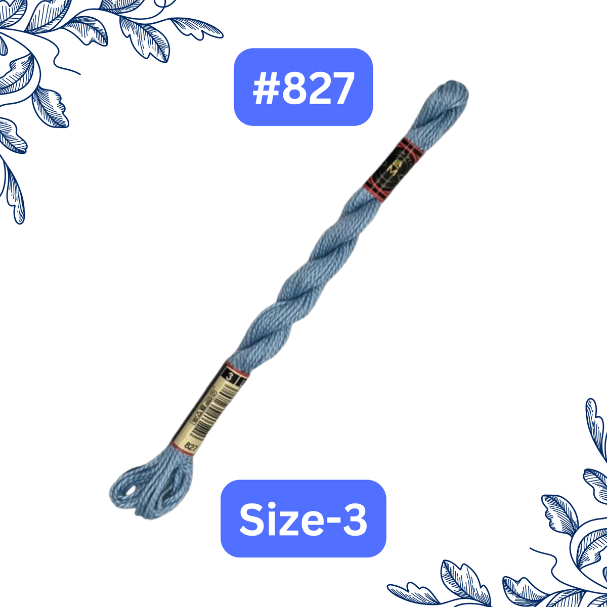 Size-3 DMC Pearl Cotton Thread #827 Thread Blue Poppy Designs