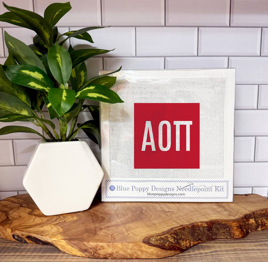Alpha Omicron Pi 4x4 Needlepoint Kit Needlepoint Kit Blue Poppy Designs