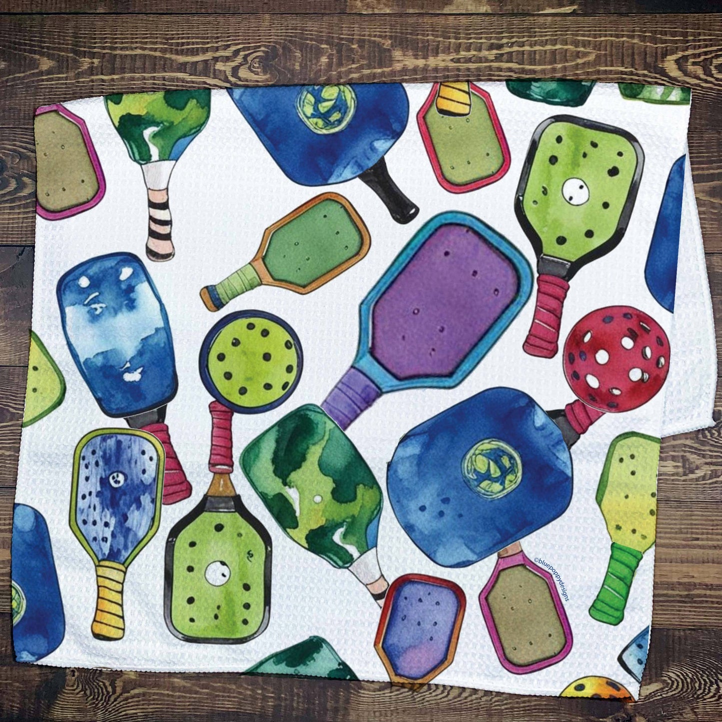 Pickleball Waffle Kitchen Towel Tea Towel Blue Poppy Designs