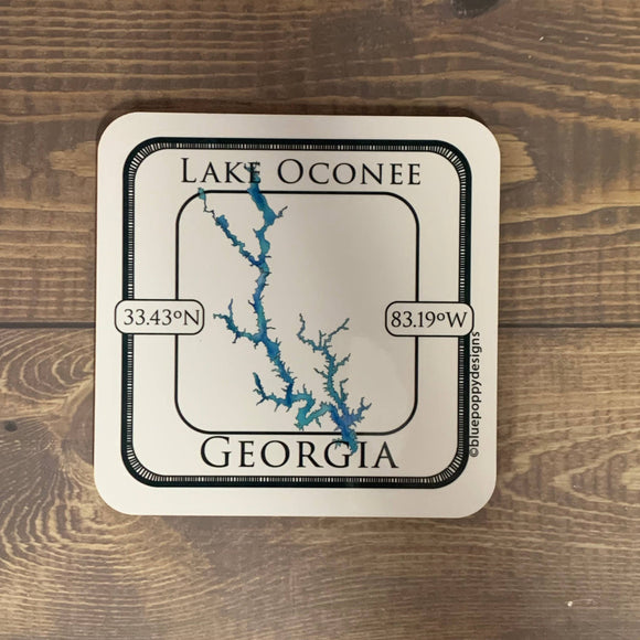 Custom Watercolor Lake Coasters with Cork Backs Coasters Blue Poppy Designs Art Only  