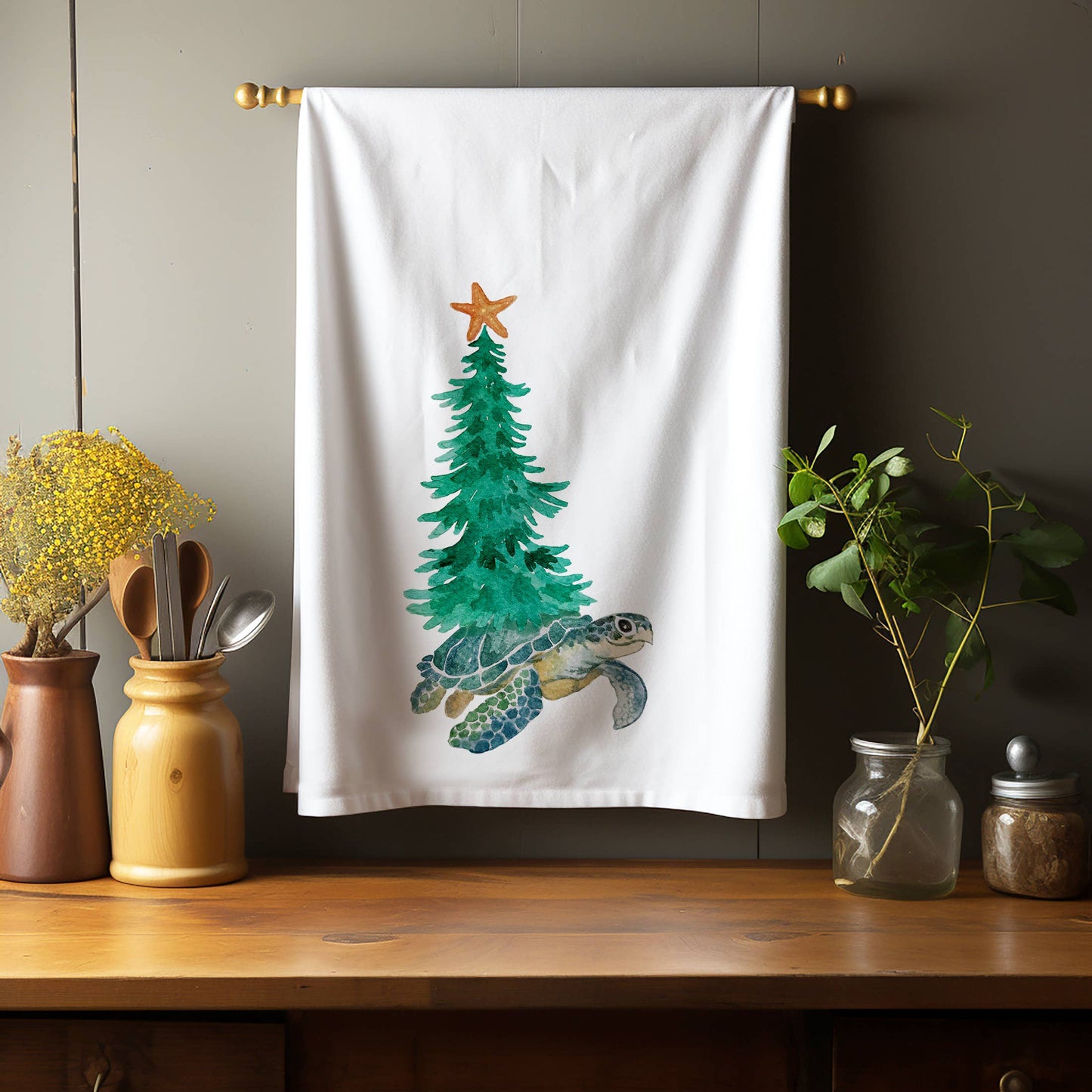 Christmas Turtle Kitchen Towel Kitchen Towel/Dishcloth Blue Poppy Designs