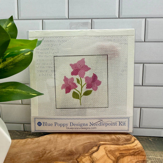 Azaleas Needlepoint Design (on tan) Needlepoint Kit Blue Poppy Designs