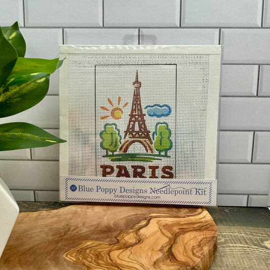 Paris Eiffel Tower Needlepoint Design Needlepoint Kit Blue Poppy Designs