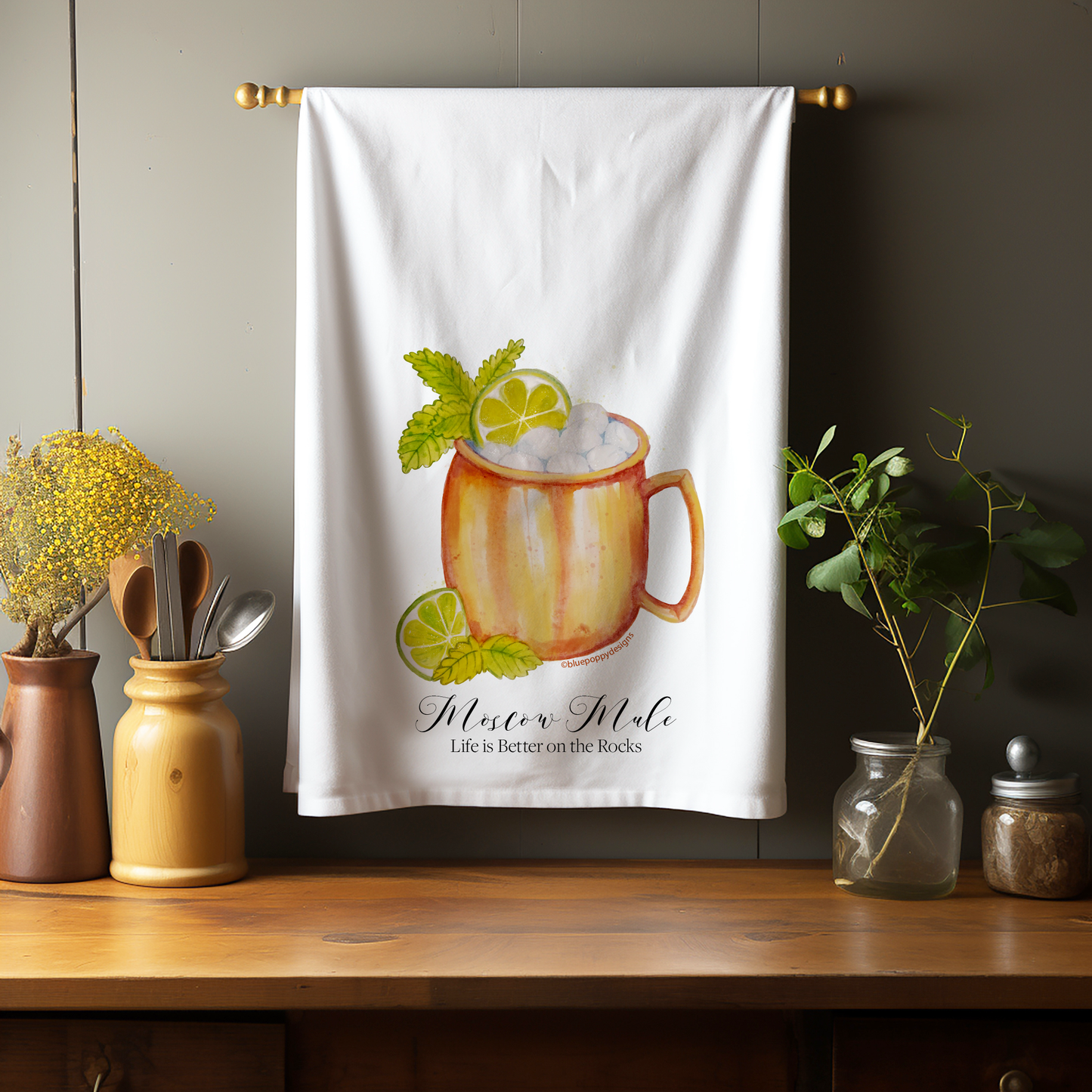Moscow Mule Cocktail Collection Kitchen Towel Kitchen Towel/Dishcloth Blue Poppy Designs Art Only