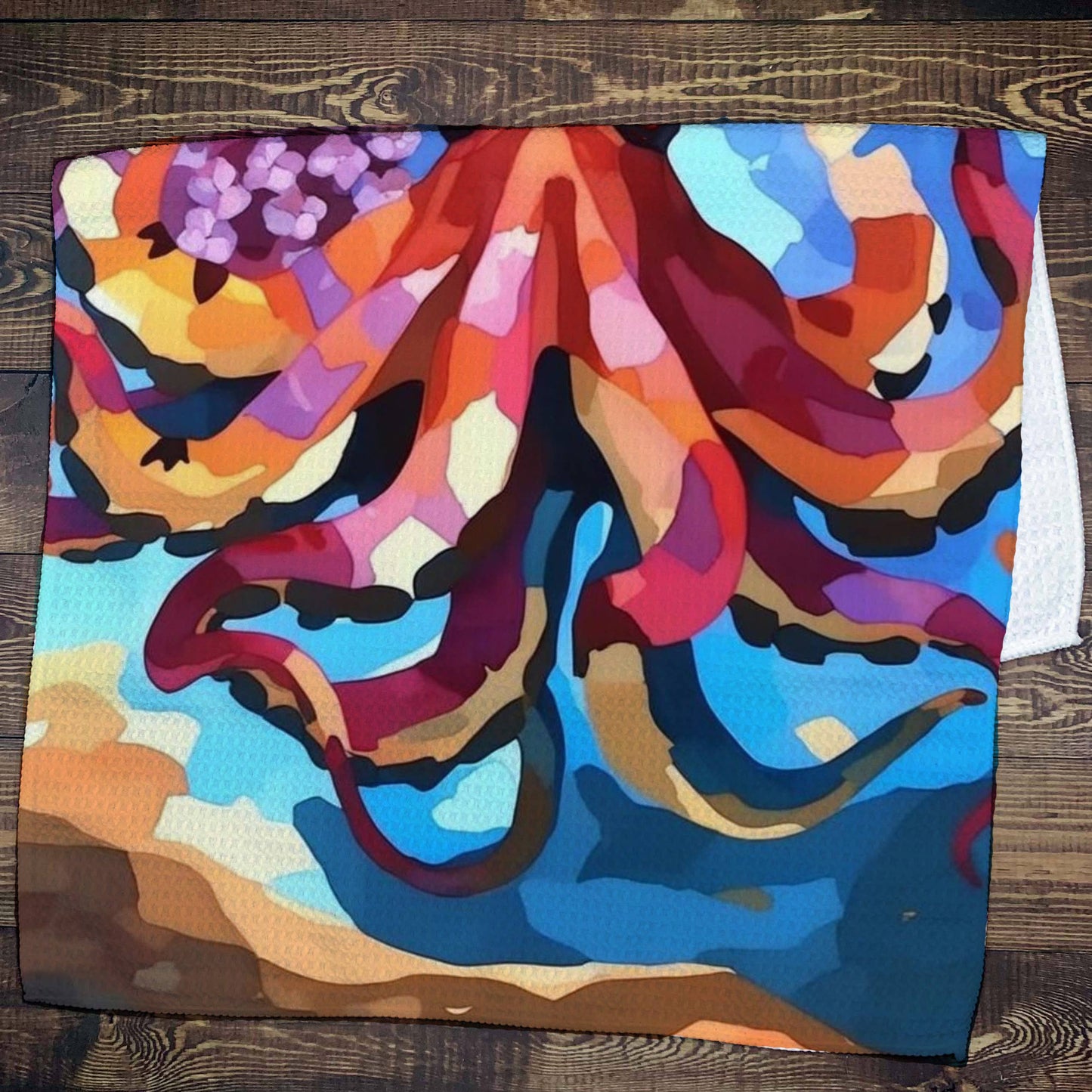Octopus Waffle Kitchen Towel Tea Towel Blue Poppy Designs