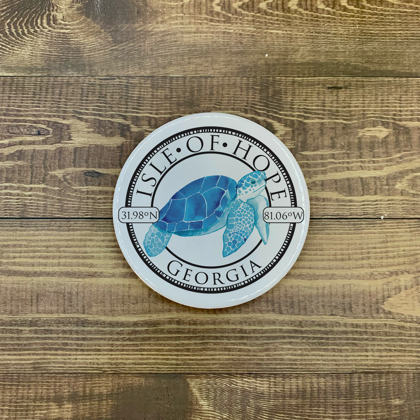 Your Town Blue Turtle Ceramic Circle Coasters with Cork Back Coasters Blue Poppy Designs Default Title