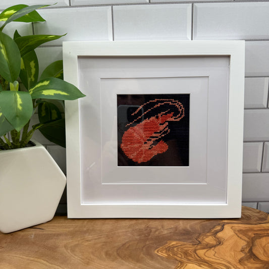 Shrimp on Dark Blue Needlepoint Design Needlepoint Kit Blue Poppy Designs