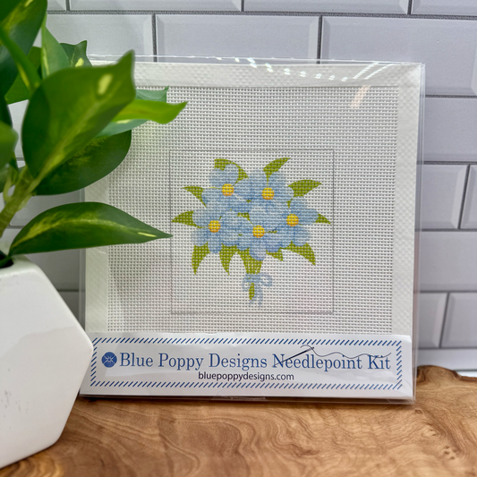 Bouquet of Blue Flowers Needlepoint Design Needlepoint Kit Blue Poppy Designs