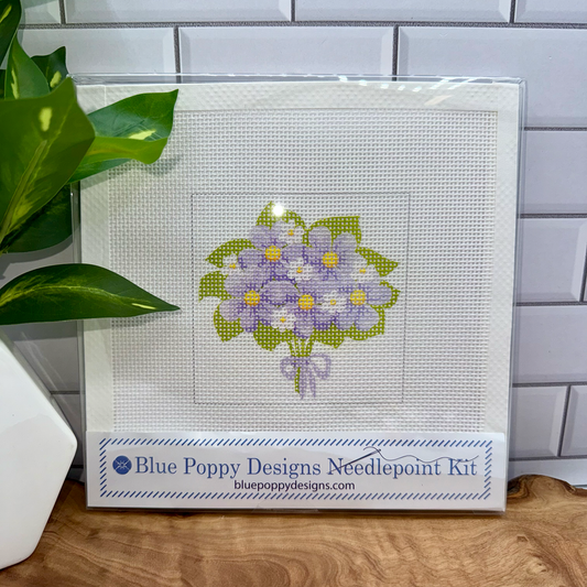 Bouquet of Purple Flowers Needlepoint Design Needlepoint Kit Blue Poppy Designs