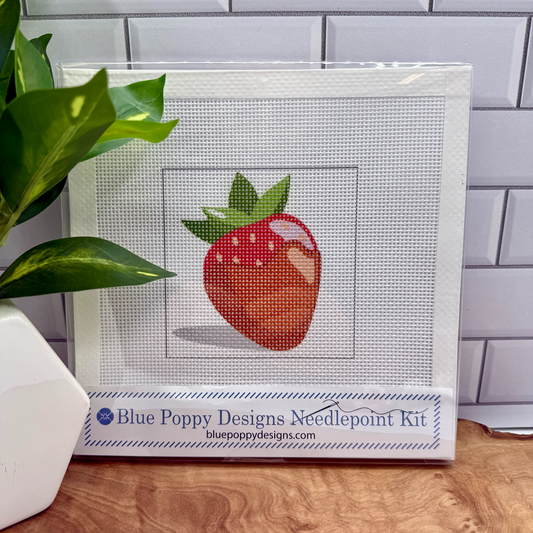 Chocolate covered Strawberry Needlepoint Design Needlepoint Kit Blue Poppy Designs
