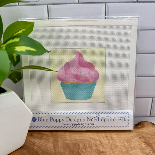 Cupcake Needlepoint Design Needlepoint Kit Blue Poppy Designs