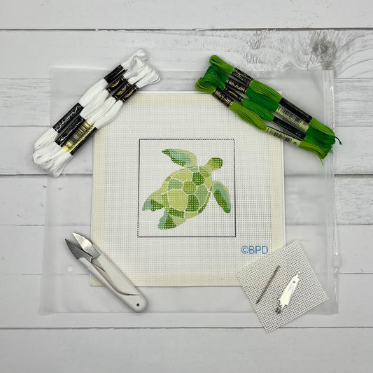 Green Turtle Needlepoint Design Needlepoint Kit Blue Poppy Designs