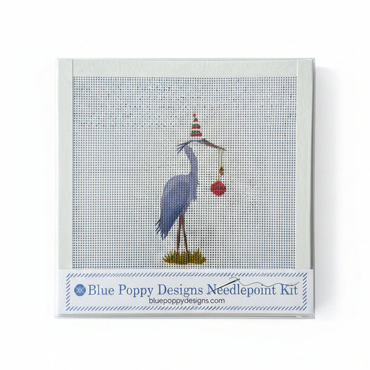 Christmas Heron Needlepoint Design Needlepoint Kit Blue Poppy Designs