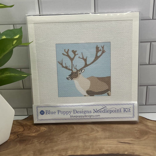 Reindeer Needlepoint Design (Christmas Collection) Needlepoint Kit Blue Poppy Designs