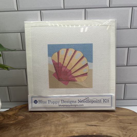 Scallop on the Beach Needlepoint Design Needlepoint Kit Blue Poppy Designs