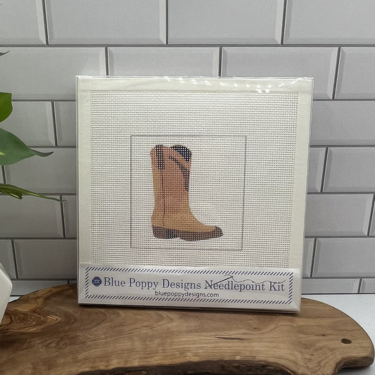 Cowboy Boot Needlepoint Design Needlepoint Kit Blue Poppy Designs