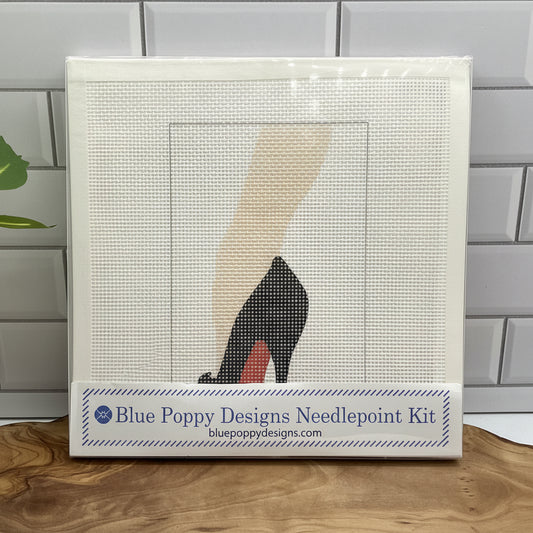 Black Shoe w/Red Sole Needlepoint Design Needlepoint Kit Blue Poppy Designs