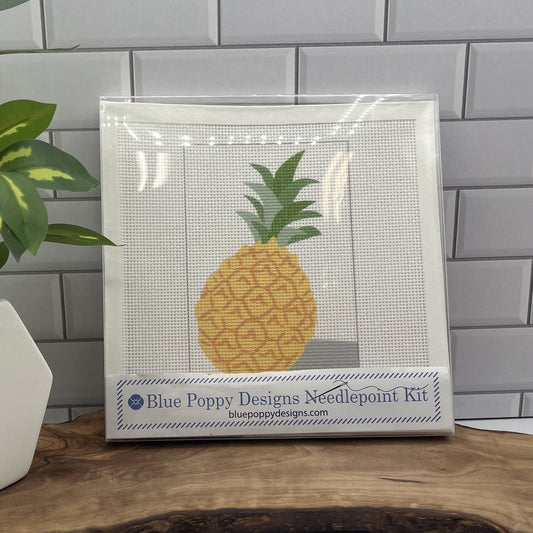 Pineapple with Shadow Needlepoint Design Needlepoint Kit Blue Poppy Designs