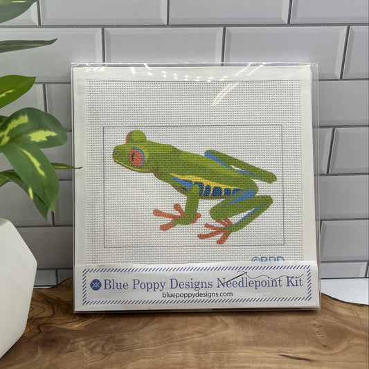 Tree Frog Needlepoint Design Needlepoint Kit Blue Poppy Designs