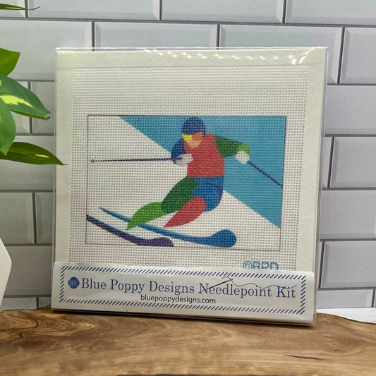 Snow Skier Two Needlepoint Design Needlepoint Kit Blue Poppy Designs