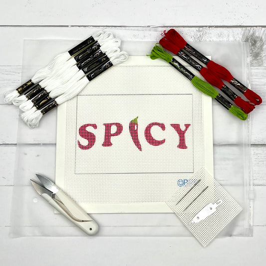 Spicy Chili Pepper Needlepoint Design Needlepoint Kit Blue Poppy Designs Full Kit