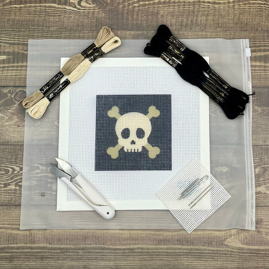 Halloween Skull Needlepoint Design Needlepoint Kit Blue Poppy Designs