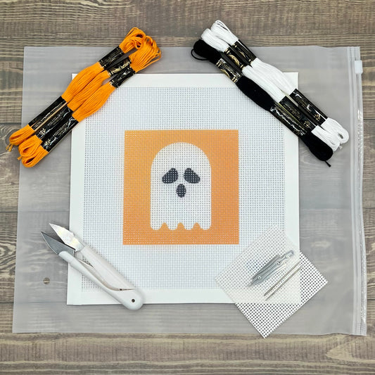 Halloween Ghost Needlepoint Design Needlepoint Kit Blue Poppy Designs