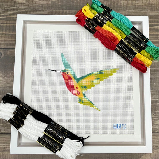 Red Bellied Hummingbird Needlepoint Design Needlepoint Kit Blue Poppy Designs