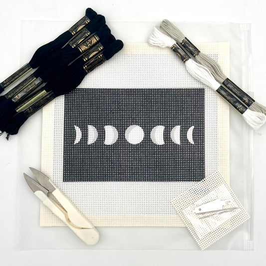 Moon Phases Needlepoint Design Needlepoint Kit Blue Poppy Designs