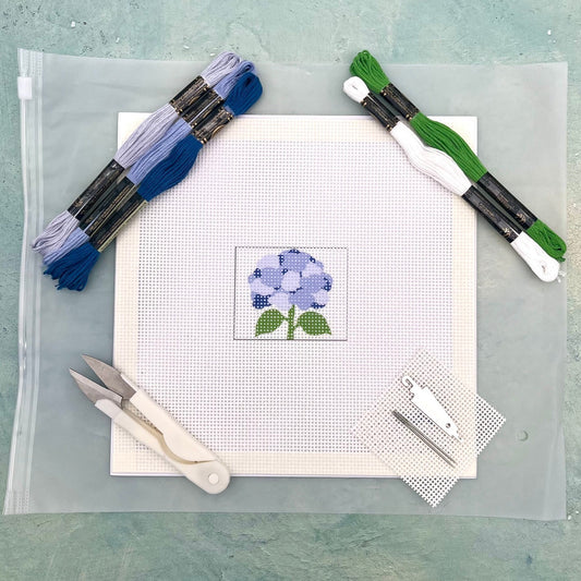Blue Hydrangea 2x2 Needlepoint Design