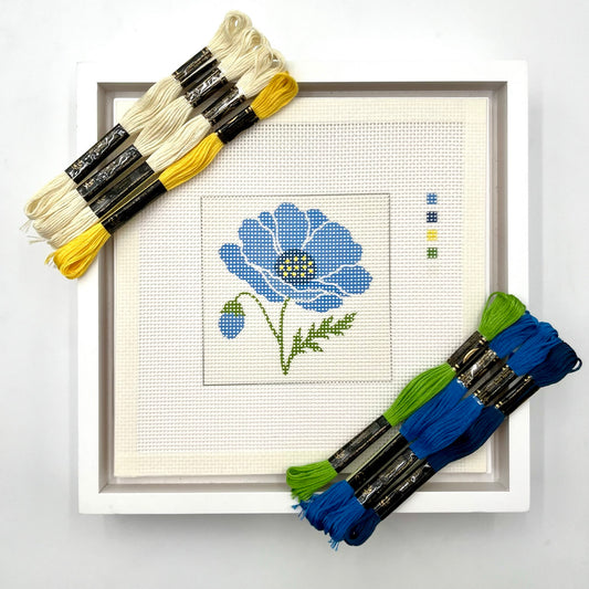 Blue Poppy Needlepoint Design Needlepoint Kit Blue Poppy Designs