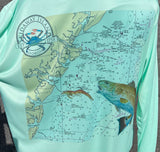 Skidaway Island Men's Salwater Fishing UPF 50 Performance Long Sleeve T-shirt T-Shirt Blue Poppy Designs Small Green 