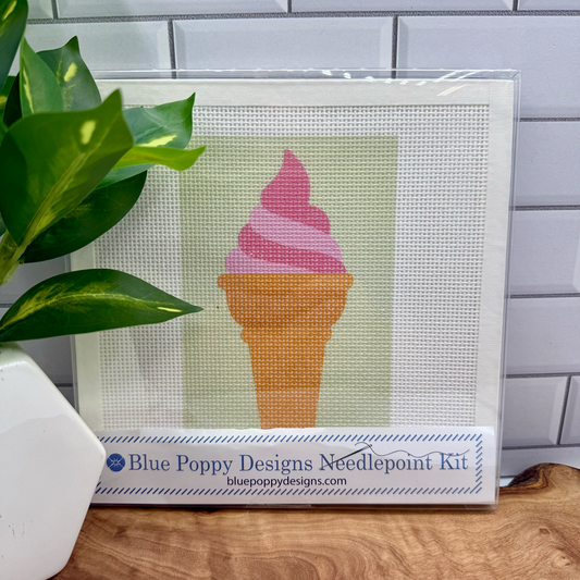 Ice Cream Cone Needlepoint Design Needlepoint Kit Blue Poppy Designs