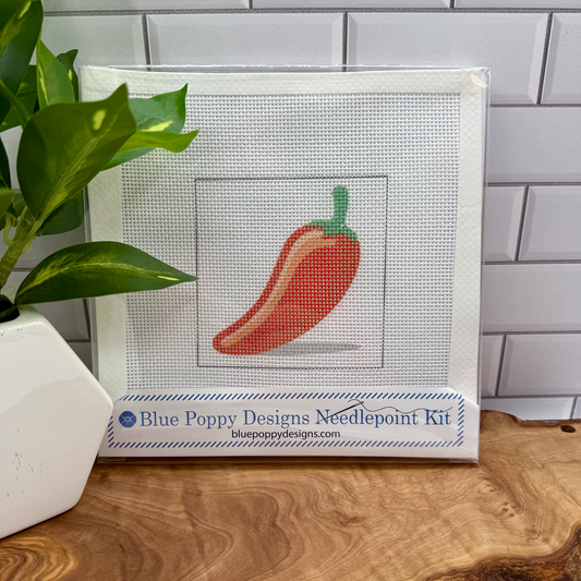 Jalapeno Needlepoint Design Needlepoint Kit Blue Poppy Designs