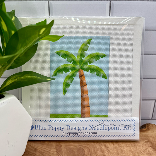 Palm Tree Needlepoint Design Needlepoint Kit Blue Poppy Designs