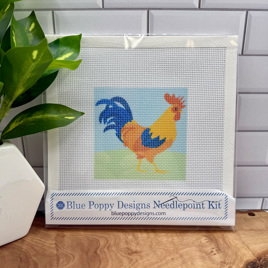 Rooster Needlepoint Design Needlepoint Kit Blue Poppy Designs