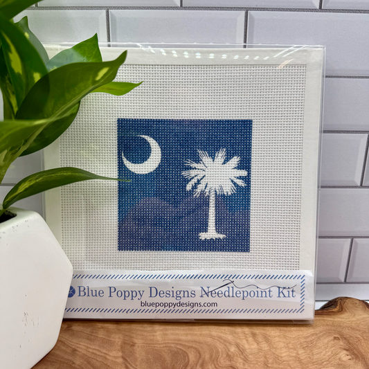 South Carolina State Flag Needlepoint Design (Palmetto Tree and a white crescent) Needlepoint Kit Blue Poppy Designs South Carolina Flag Needlepoint Kit Only