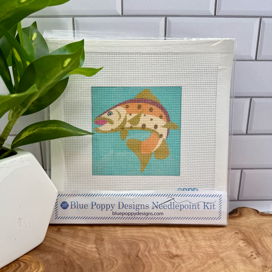 Trout Needlepoint Design (Trout #1) Needlepoint Kit Blue Poppy Designs