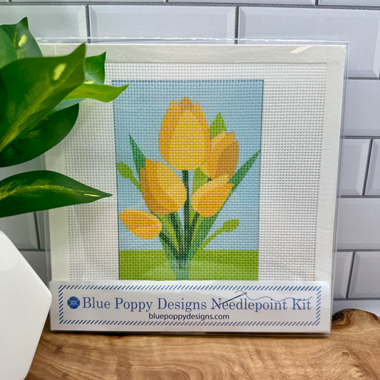 Yellow Tulips Needlepoint Design Needlepoint Kit Blue Poppy Designs