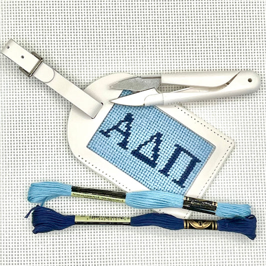 White Full Leather Bag Tag Bag Tag Blue Poppy Designs