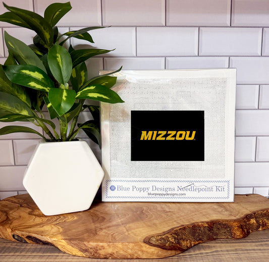 "Mizzou" 4x6 Needlepoint Design Needlepoint Kit Blue Poppy Designs