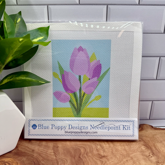 Purple Tulips Needlepoint Design Needlepoint Kit Blue Poppy Designs