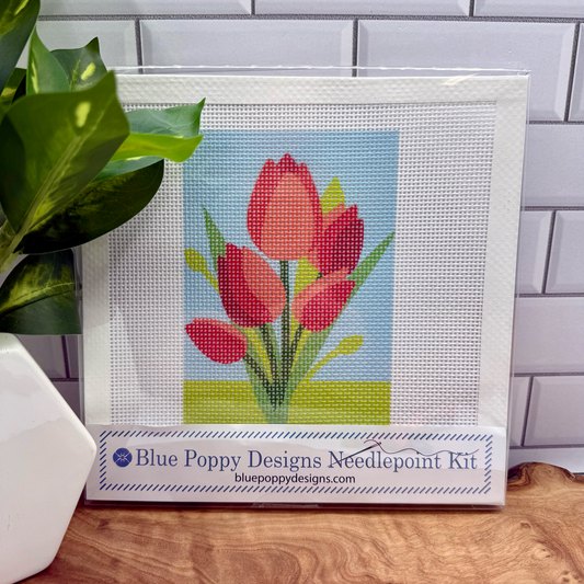 Red Tulips Needlepoint Design Needlepoint Kit Blue Poppy Designs